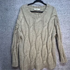 ZARA CHUNKY CABLE KNIT‎ CREWNECK WARM SWEATER TOP MED OVERSIZED